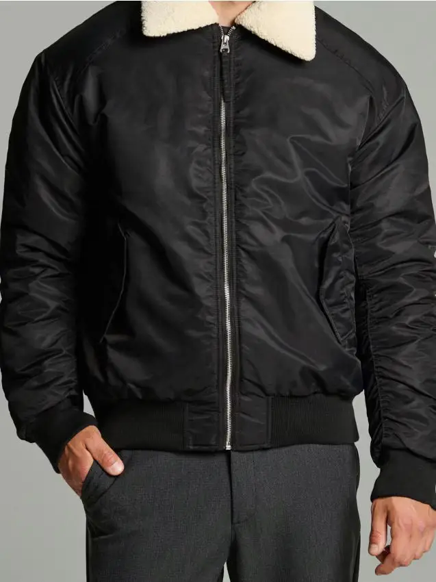 Giacca bomber con colletto - nero