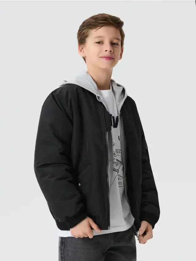 Giacca bomber con tasche - nero