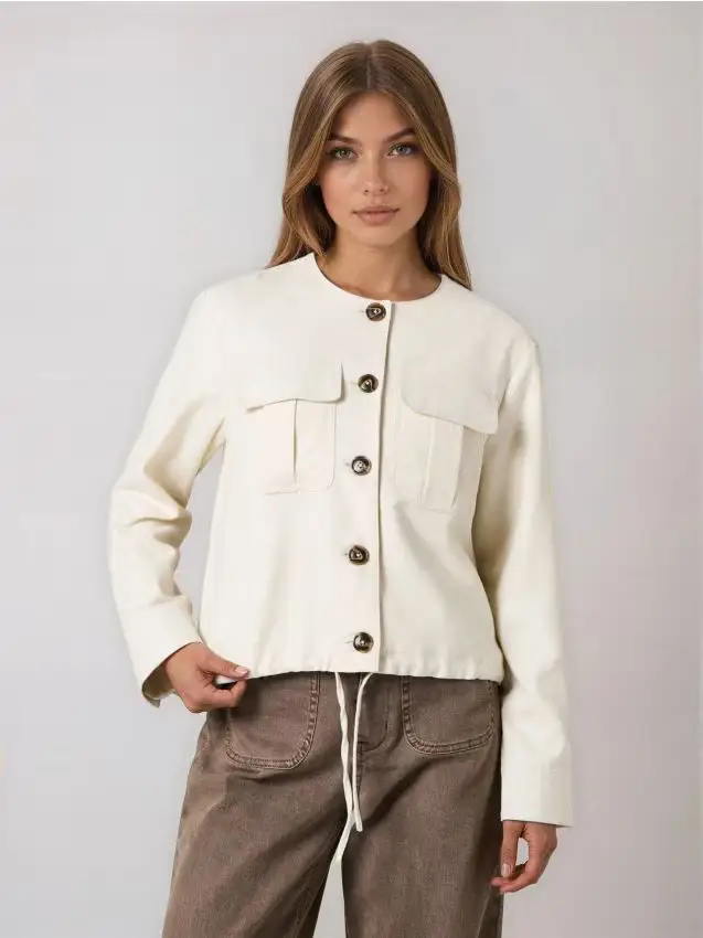 Giacca bomber con viscosa e lino - nude