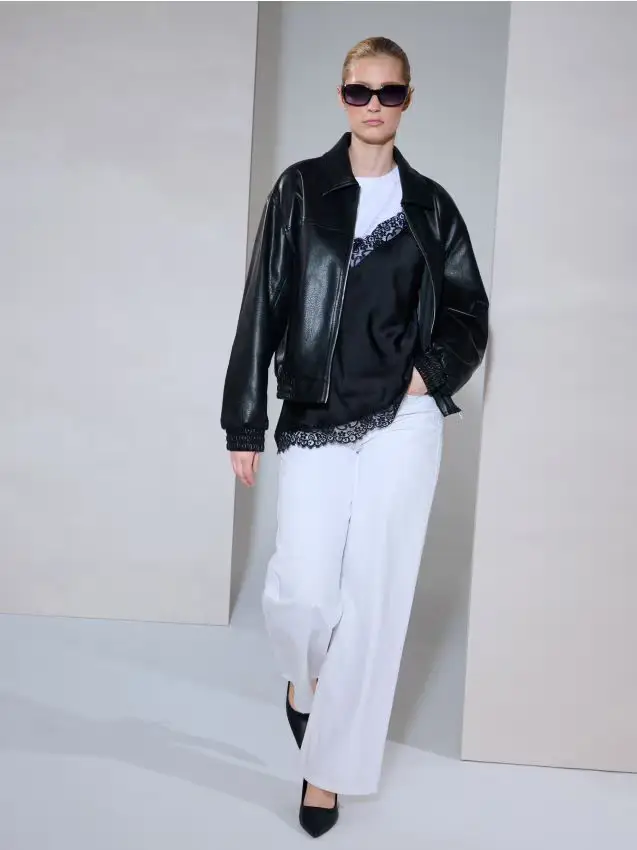 Giacca bomber in ecopelle - nero