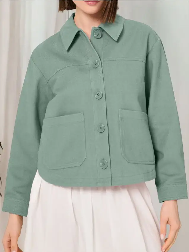 Giacca camicia di cotone - verde-giallo