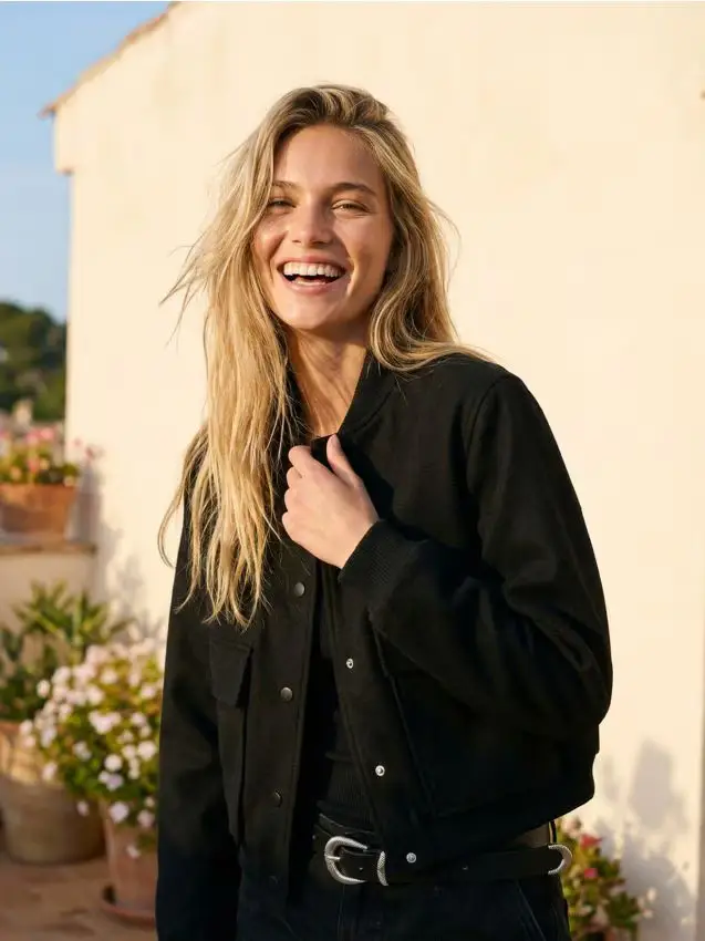 Giacca con zip senza cappuccio - nero