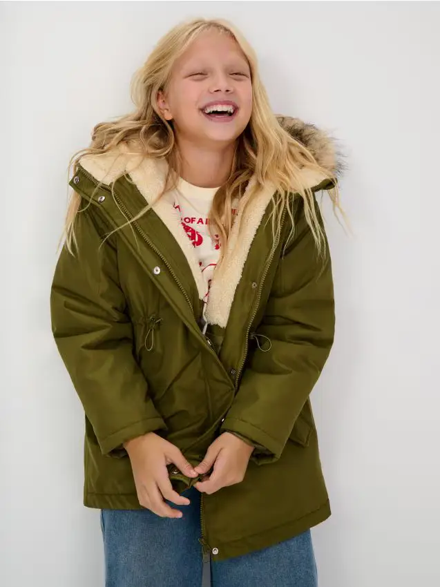 Giacca imbottita con cappuccio - khaki