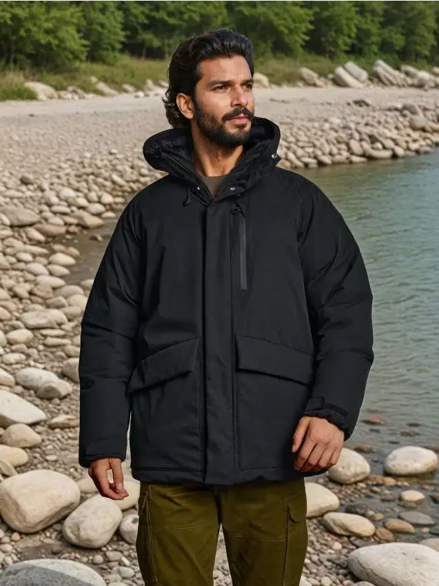 Giacca imbottita con cappuccio - nero