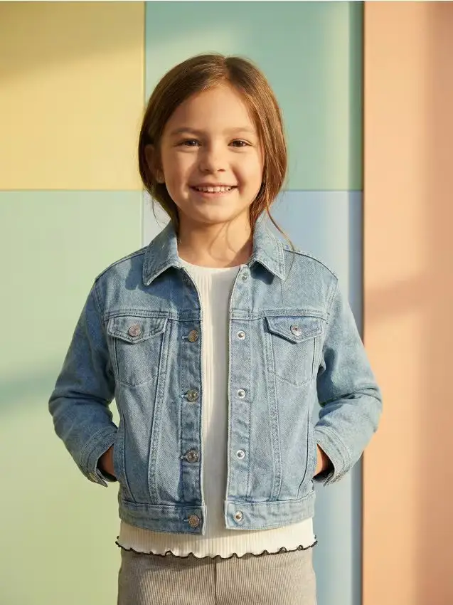 Giacca in denim con stampa unicorno - blu