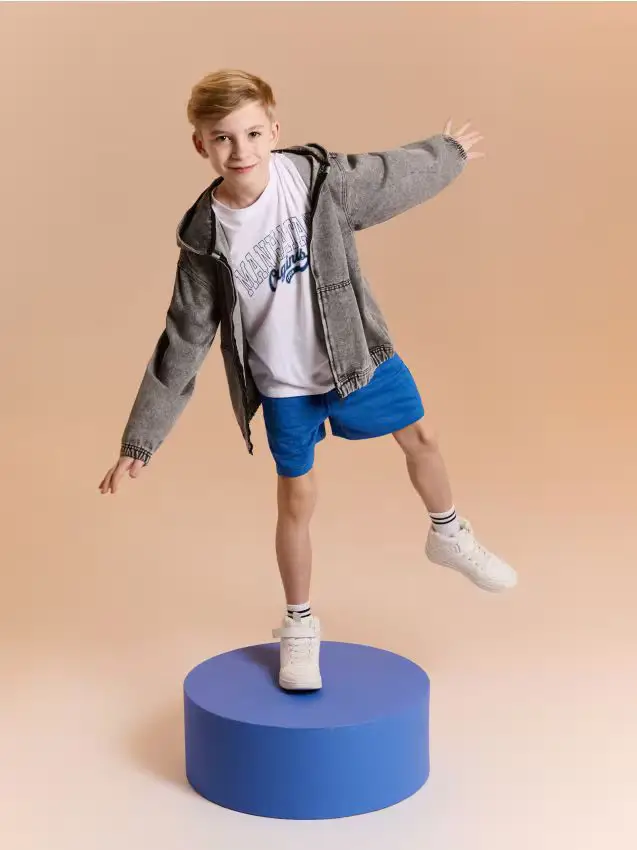 Giacca in denim effetto slavato - grigio