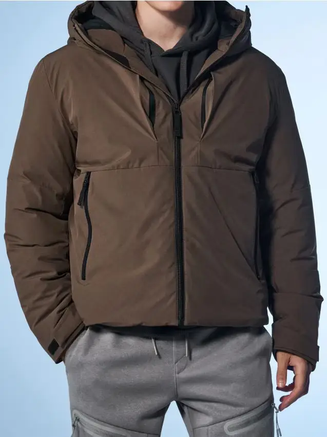 Giacca puffer con cappuccio - marrone