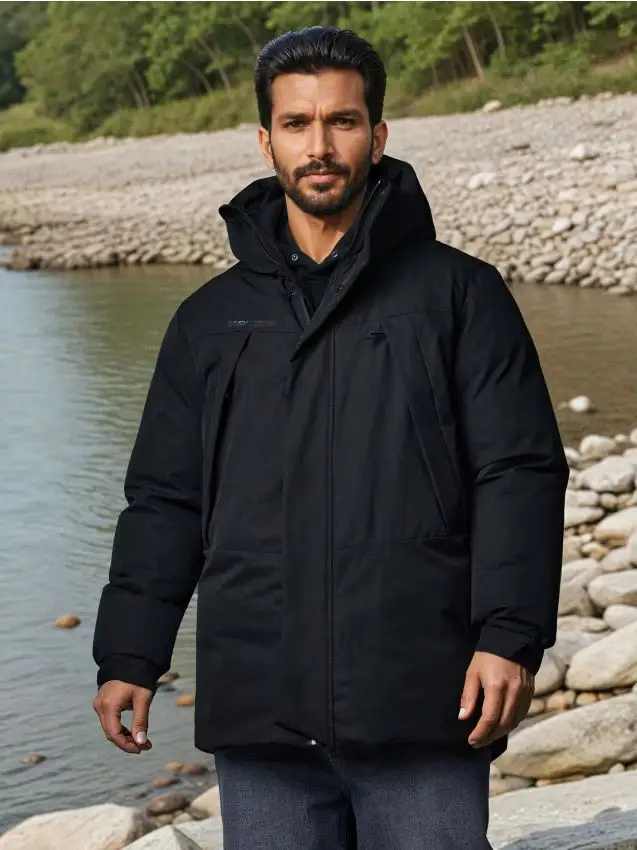 Giacca puffer con cappuccio - nero