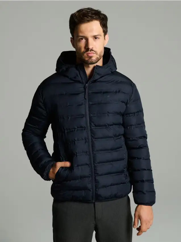 Giacca puffer trapuntata con cappuccio - blu scuro