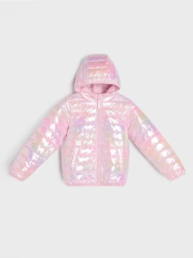 Giacca puffer trapuntata con cappuccio - rosa pastello