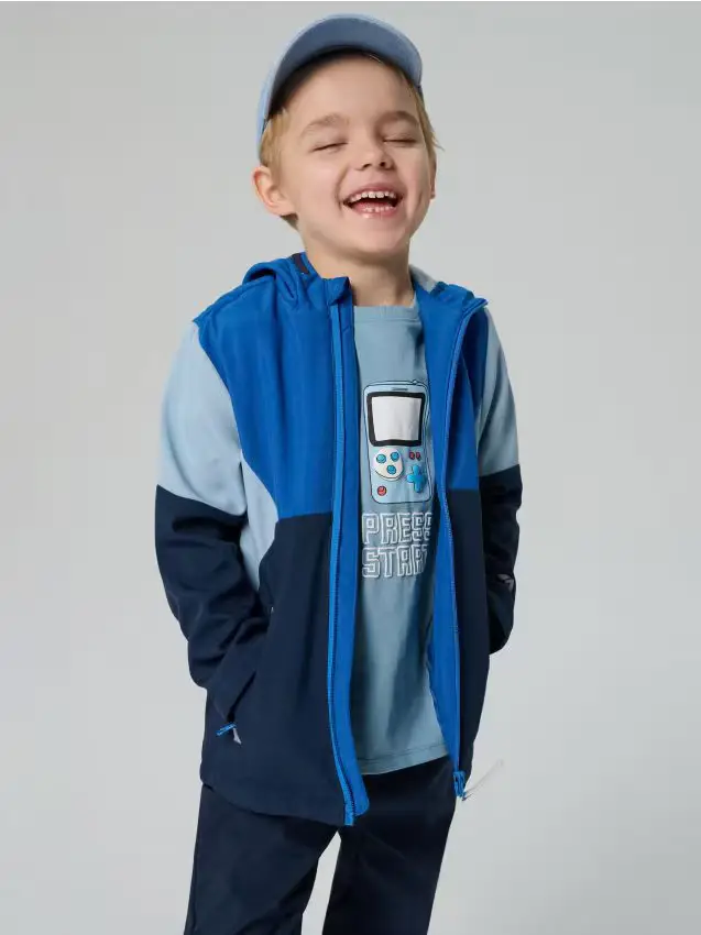 Giacca softshell con cappuccio - blu