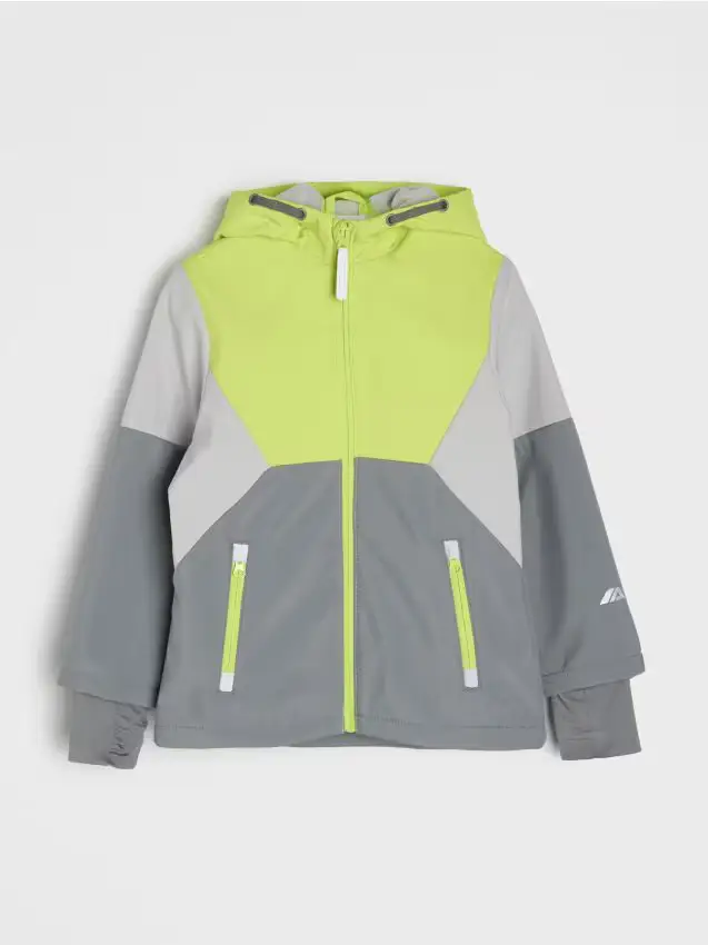 Giacca softshell con cappuccio - verde-giallo