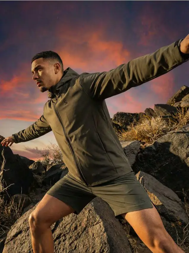 Giacca softshell impermeabile con cappuccio - verde scuro