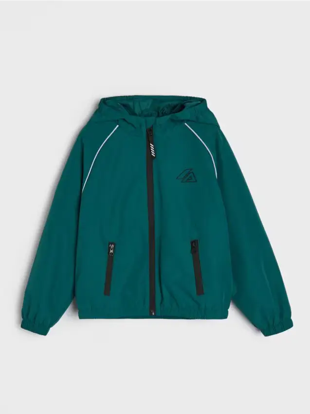 Giacca sportiva con cappuccio e dettagli riflettenti Active - verde petrolio