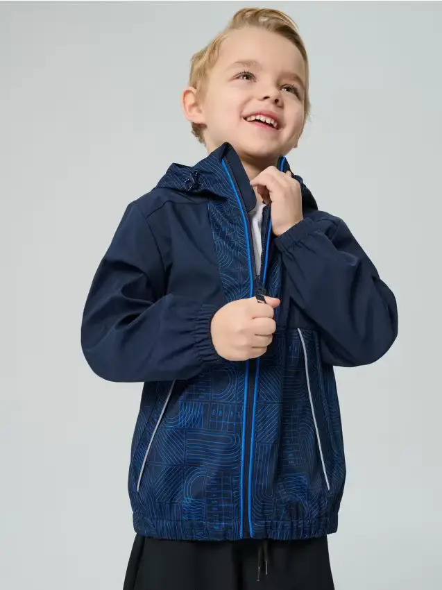 Giacca sportiva da trekking con cappuccio ed elementi riflettenti Active - blu scuro