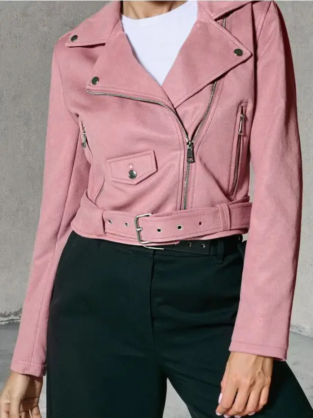 Giacca stile biker - rosa pastello