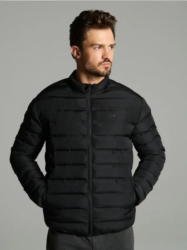 Giacca trapuntata a collo alto - nero