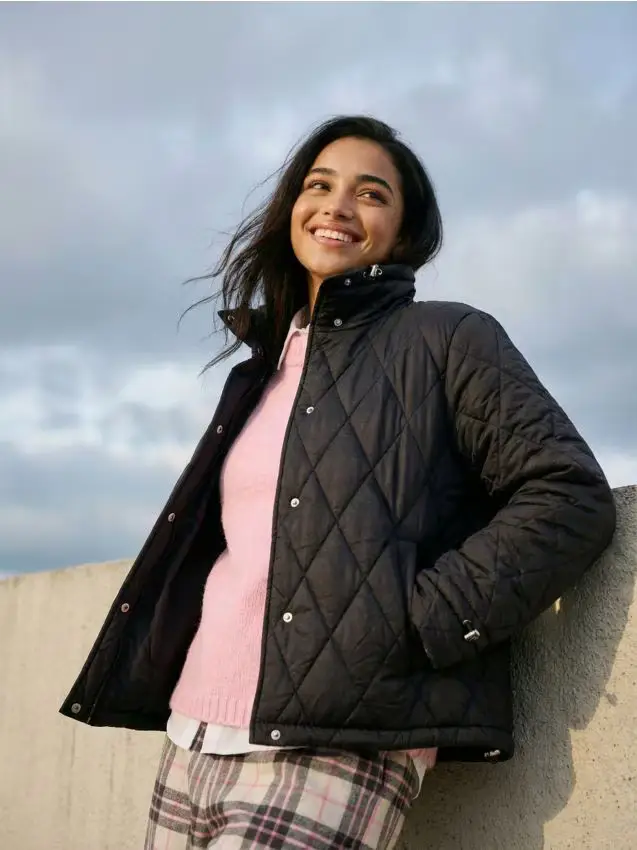 Giacca trapuntata a collo alto - nero