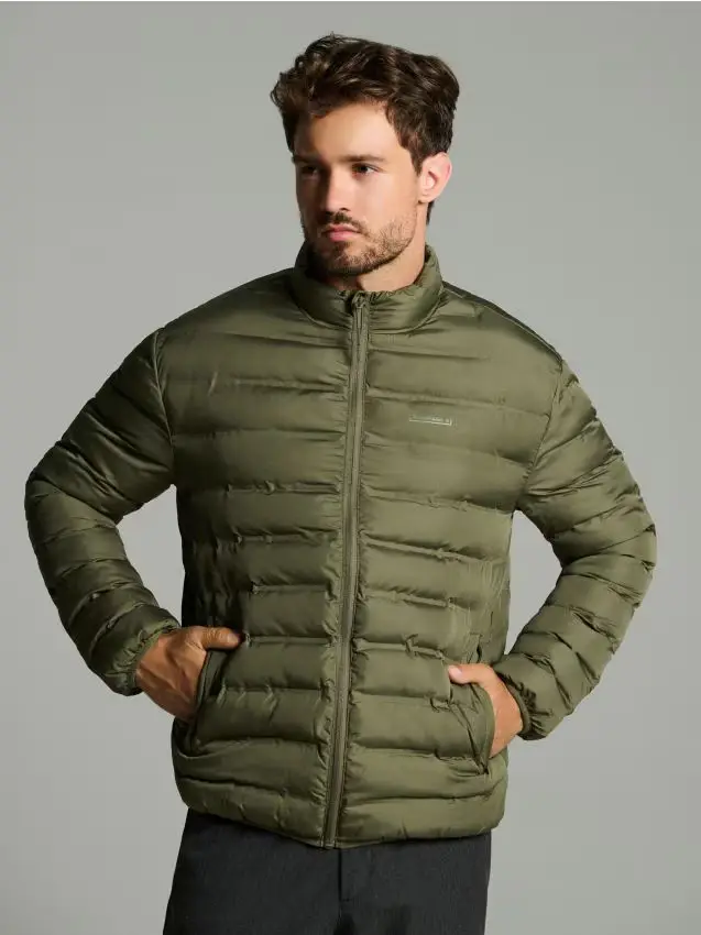 Giacca trapuntata a collo alto - verde oliva chiaro