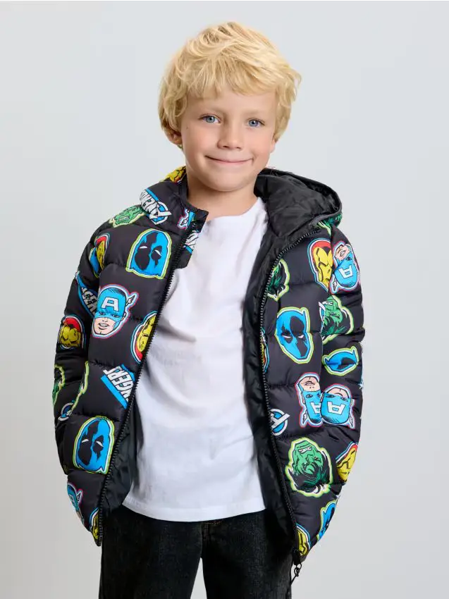 Giacca trapuntata con cappuccio Avengers - nero