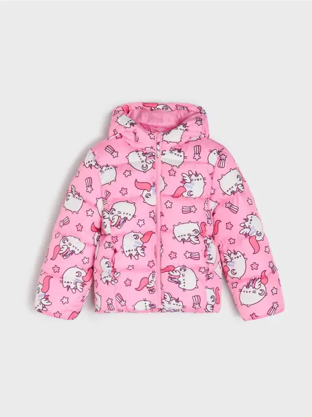 Giacca trapuntata con cappuccio e stampa allover Pusheen The Cat - rosa pastello
