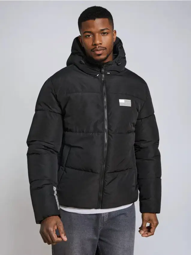 Giacca trapuntata con cappuccio NASA - nero