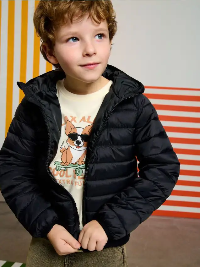 Giacca trapuntata con cappuccio - nero