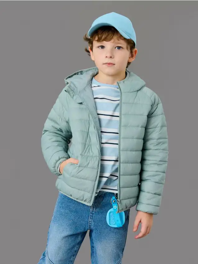 Giacca trapuntata con cappuccio - verde polveroso