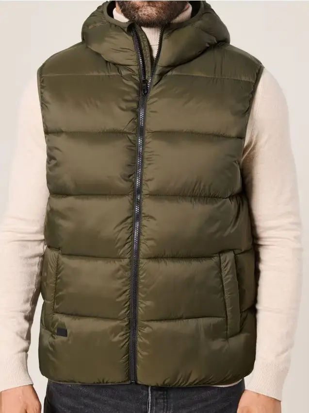 Gilet con cappuccio - verde polveroso