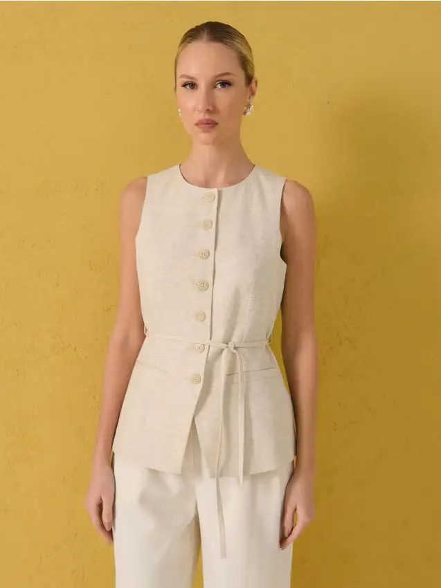 Gilet con miscela di lino - nude