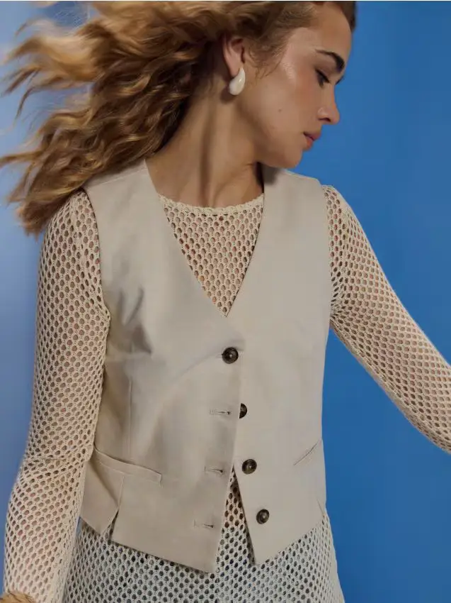 Gilet con misto viscosa e lino - nude