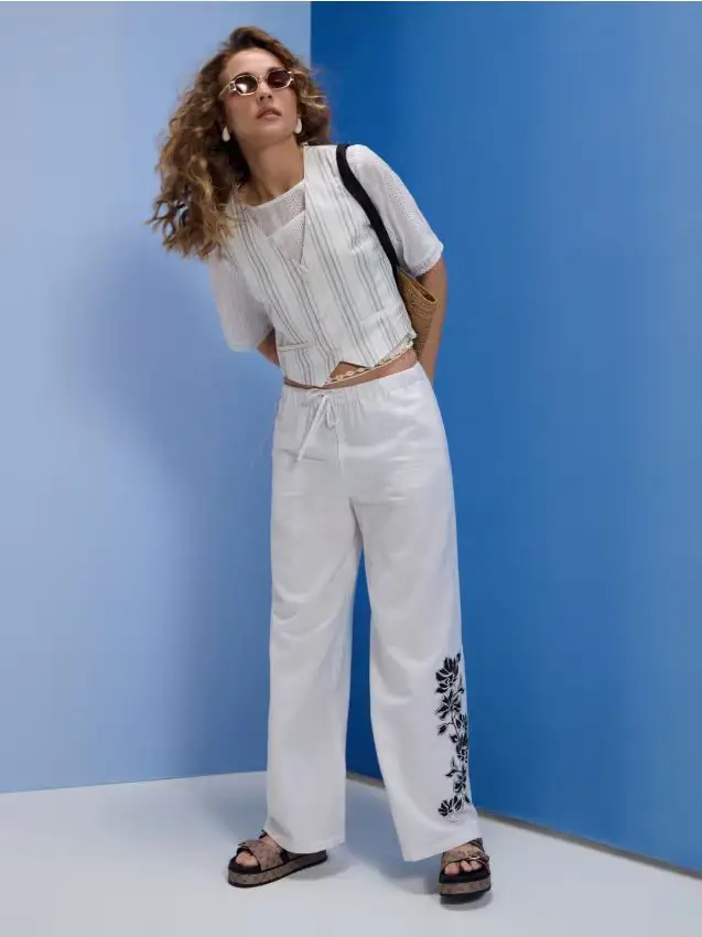 Gilet da completo a righe con misto viscosa - multicolor