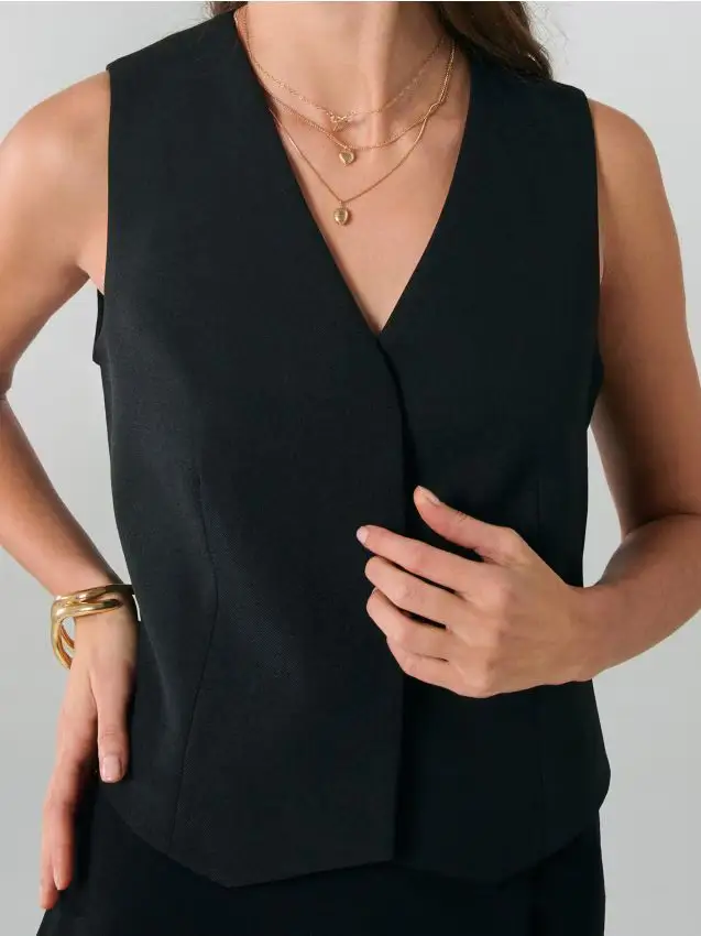 Gilet da completo con pieghe nascoste - nero