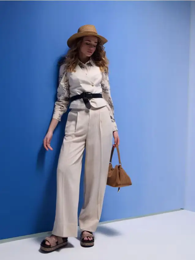 Gilet da completo in viscosa con aggiunta di lino - nude