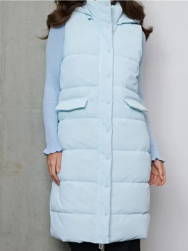 Gilet imbottito puffer con cappuccio staccabile - blu pallido
