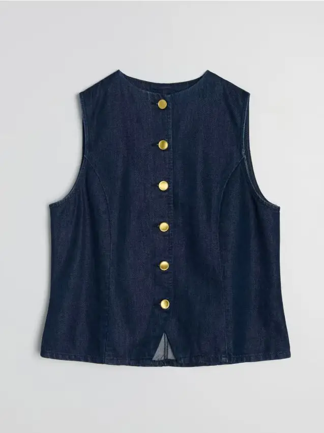Gilet in denim in lyocell con aggiunta di cotone - steel blue