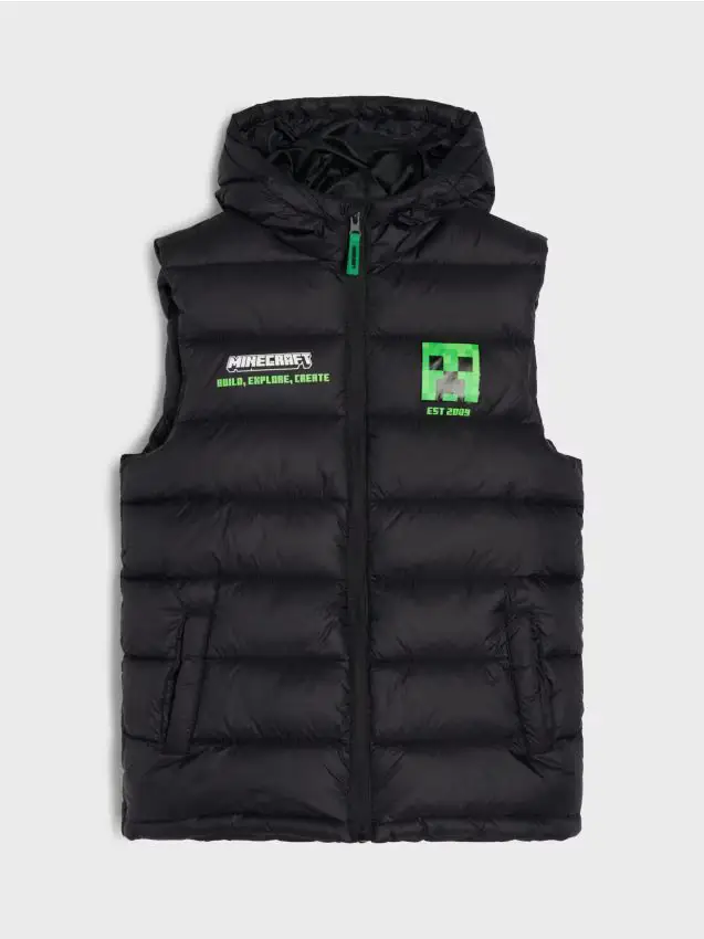 Gilet puffer trapuntato con cappuccio Minecraft - nero