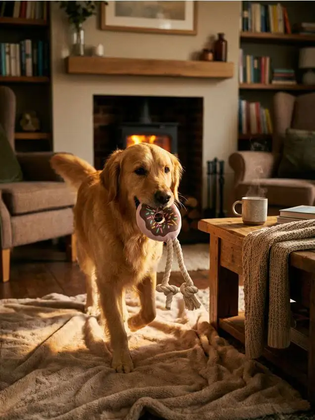 Gioco tira e molla per cane con elementi in peluche - marrone