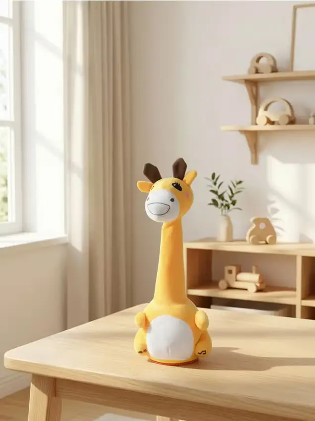 Giraffa di peluche interattiva che balla e canta - giallo