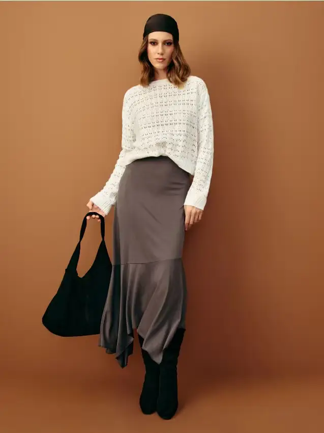 Gonna con fondo asimmetrico - grigio scuro