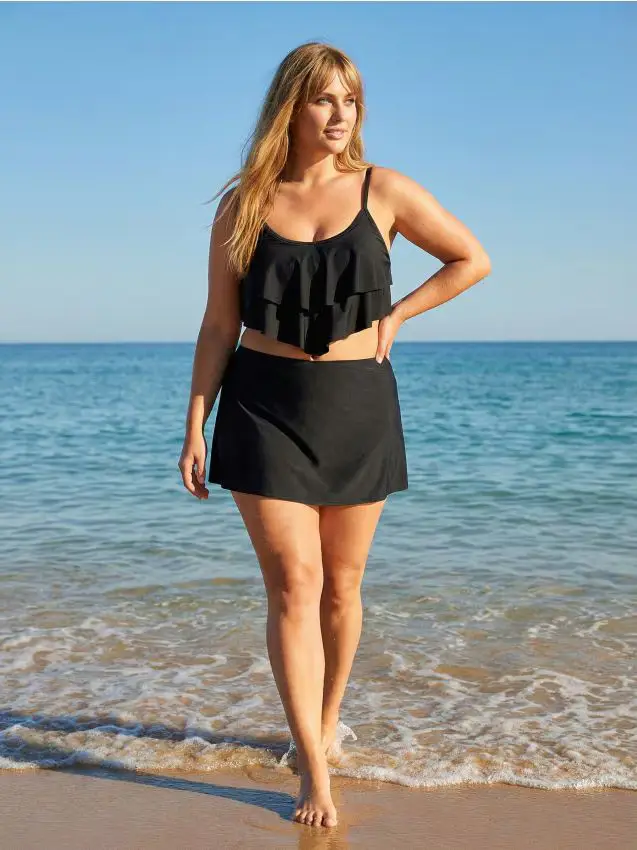 Gonna da spiaggia con orlo invisibile - nero