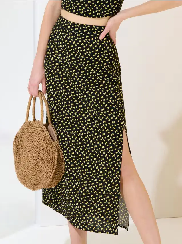 Gonna in viscosa con fantasia - multicolor