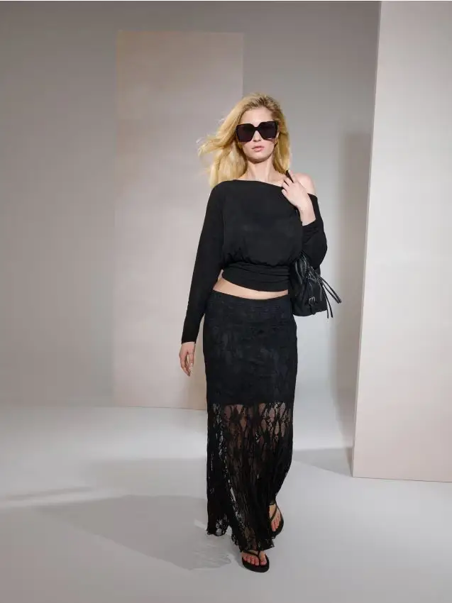 Gonna Maxi in Pizzo - nero