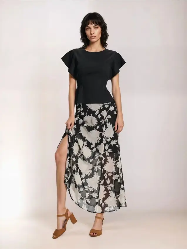 Gonna midi a fiori - multicolor