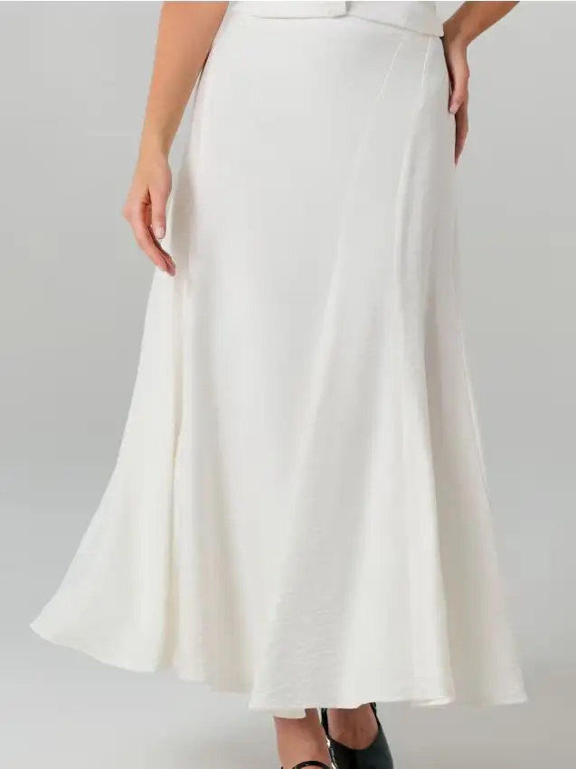 Gonna midi a sirena con cuciture decorative - panna