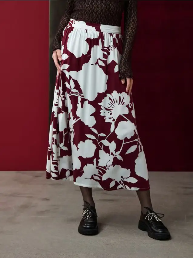 Gonna midi - bordeaux