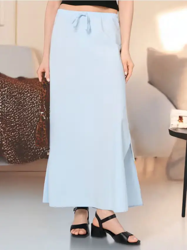Gonna midi con laccio - blu pallido