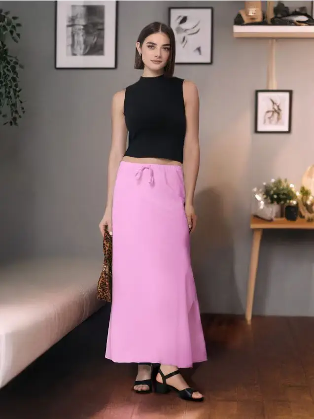 Gonna midi con laccio - rosa