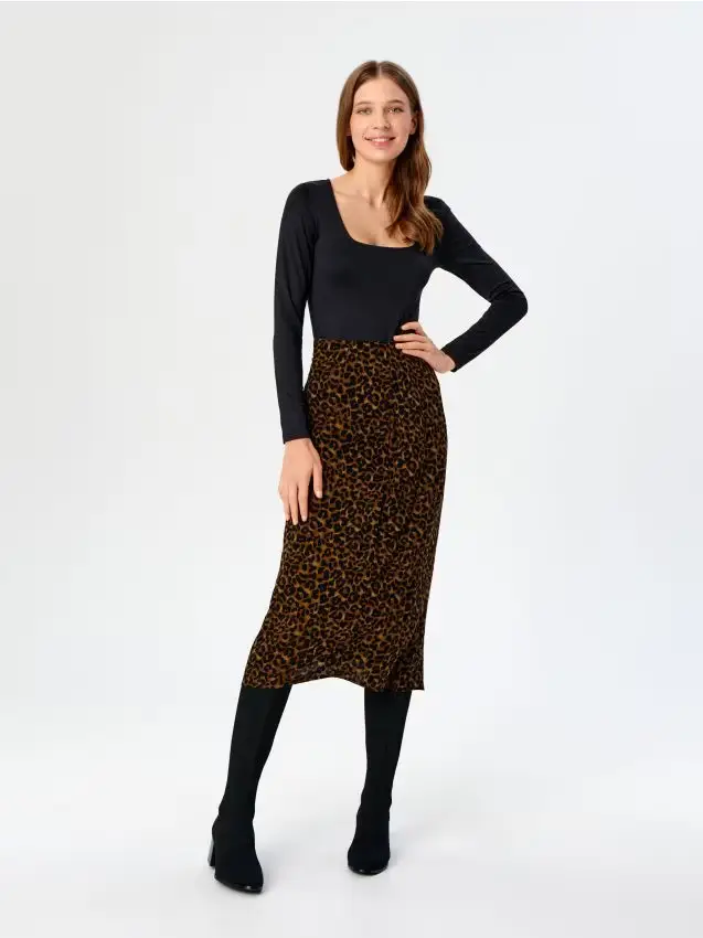 Gonna midi con spacco - multicolor