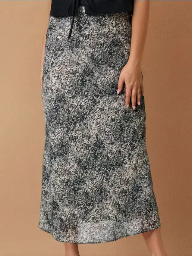 Gonna midi con stampa animale - multicolor